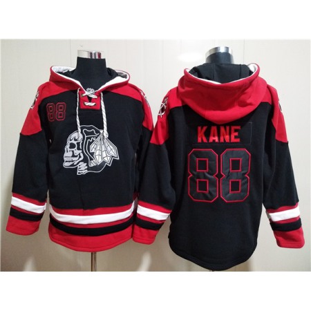 Men's Chicago Blackhawks #88 Patrick Kane Black Ageless Must-Have Lace-Up Pullover Hoodie