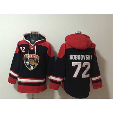 Men's Florida Panthers #72 Sergei Bobrovsky Black/Red Lace-Up Pullover Hoodie