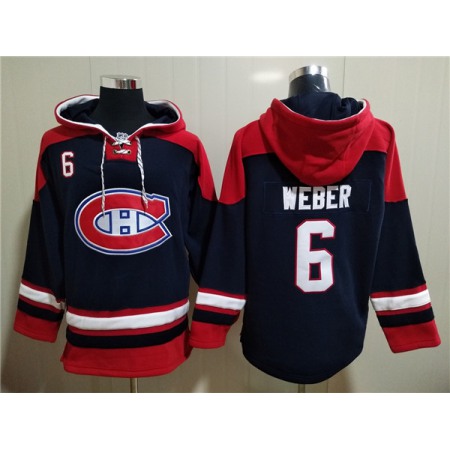 Men's Montreal Canadiens #6 Shea Weber Navy Ageless Must-Have Lace-Up Pullover Hoodie