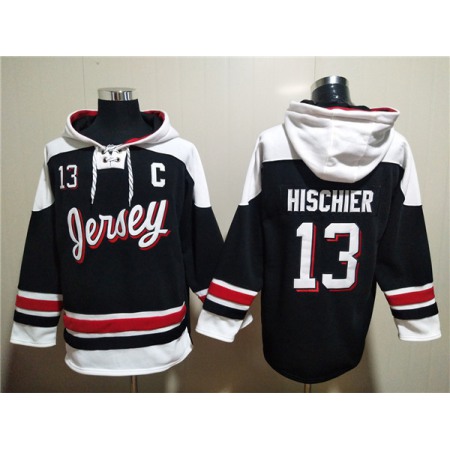 Men's New Jersey Devils #13 Nico Hischier Black/White Ageless Must-Have Lace-Up Pullover Hoodie