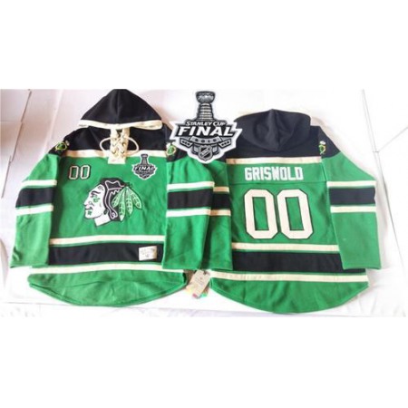 Blackhawks #00 Clark Griswold Green St. Patrick's Day McNary Lace Hoodie 2015 Stanley Cup Stitched NHL Jersey