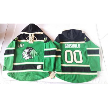 Blackhawks #00 Clark Griswold Green St. Patrick's Day McNary Lace Hoodie Stitched NHL Jersey