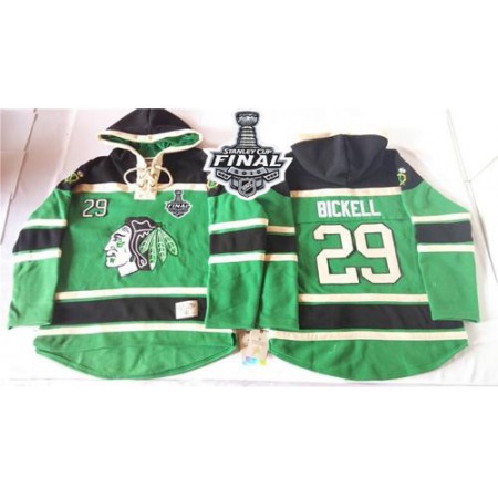 Blackhawks #29 Bryan Bickell Green St. Patrick's Day McNary Lace Hoodie 2015 Stanley Cup Stitched NHL Jersey