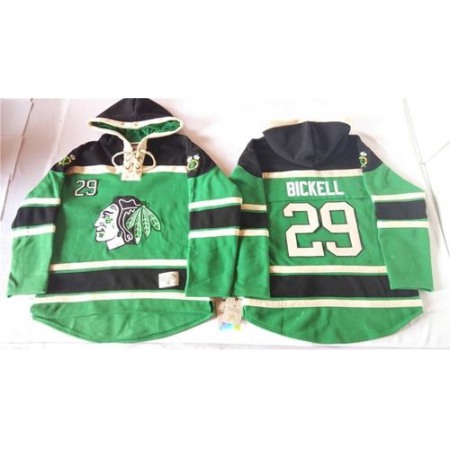 Blackhawks #29 Bryan Bickell Green St. Patrick's Day McNary Lace Hoodie Stitched NHL Jersey