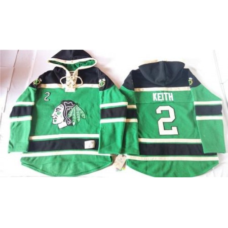Blackhawks #2 Duncan Keith Green St. Patrick's Day McNary Lace Hoodie Stitched NHL Jersey