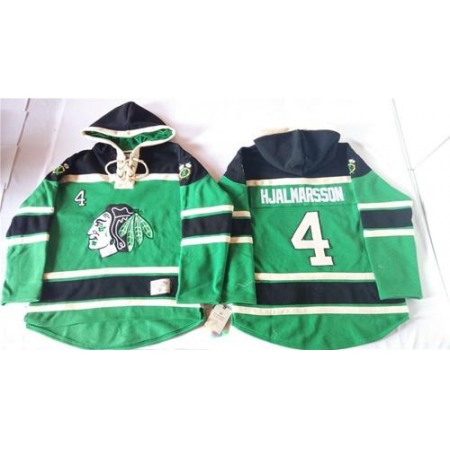 Blackhawks #4 Niklas Hjalmarsson Green St. Patrick's Day McNary Lace Hoodie Stitched NHL Jersey