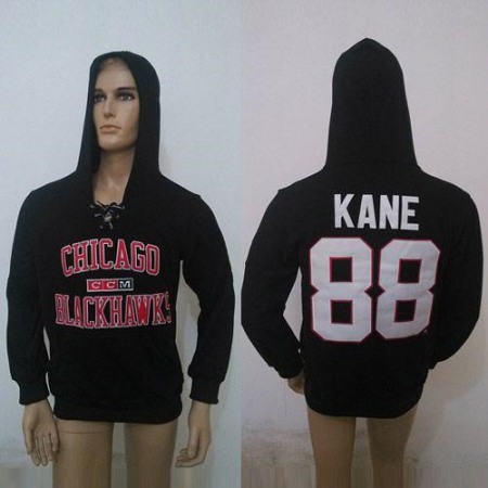 CCM Chicago Blackhawks #88 Patrick Kane Black Lace Up Hoodie