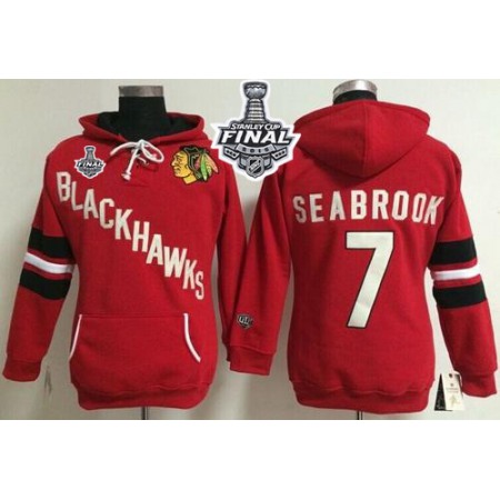 Chicago Blackhawks #7 Brent Seabrook Red Women's Old Time Heidi 2015 Stanley Cup NHL Hoodie