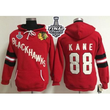 Chicago Blackhawks #88 Patrick Kane Red Women's Old Time Heidi 2015 Stanley Cup NHL Hoodie