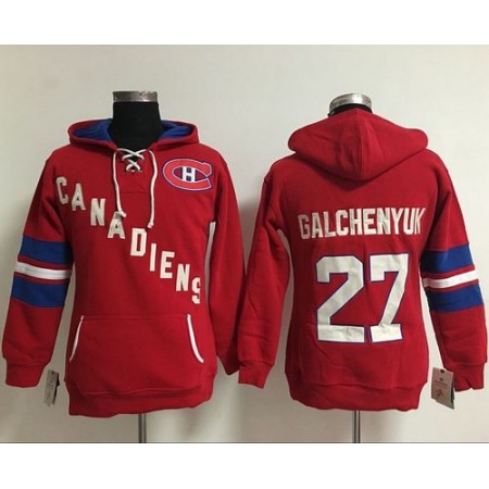 Montreal Canadiens #27 Alex Galchenyuk Red Women's Old Time Heidi NHL Hoodie