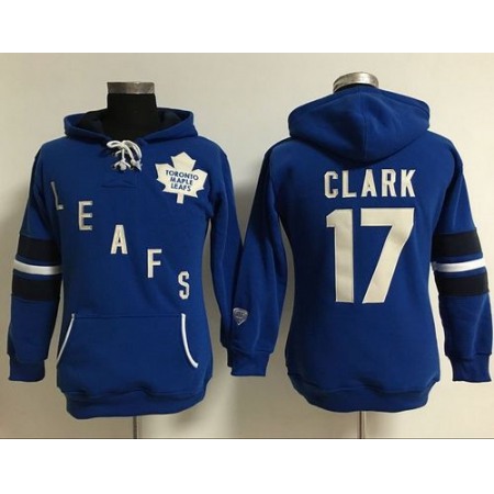 Toronto Maple Leafs #17 Wendel Clark Blue Women's Old Time Heidi Hoodie NHL Hoodie