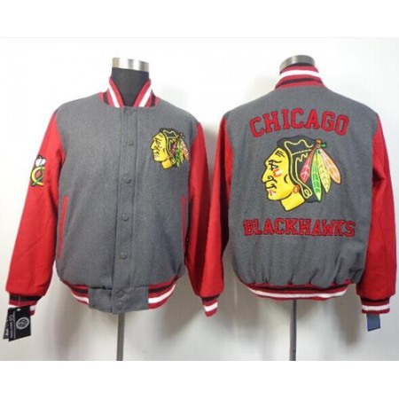 Chicago Blackhawks Satin Button-Up Grey NHL Jacket