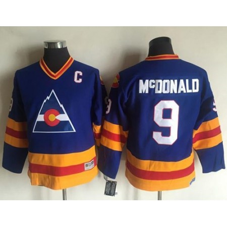 Avalanche #9 Lanny McDonald Blue CCM Throwback Stitched Youth NHL Jersey