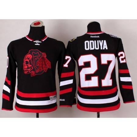 Blackhawks #27 Johnny Oduya Black(Red Skull) 2014 Stadium Series Stitched Youth NHL Jersey