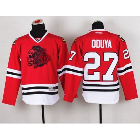 Blackhawks #27 Johnny Oduya Red(Red Skull) Stitched Youth NHL Jersey