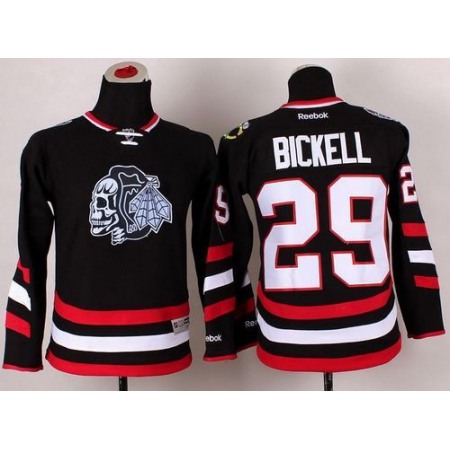 Blackhawks #29 Bryan Bickell Black(White Skull) 2014 Stadium Series Stitched Youth NHL Jersey
