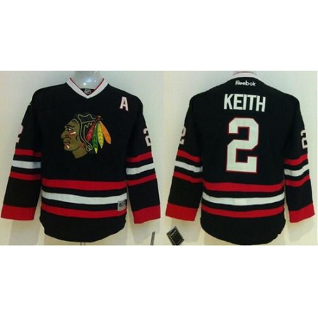 Blackhawks #2 Duncan Keith Black Stitched Youth NHL Jersey