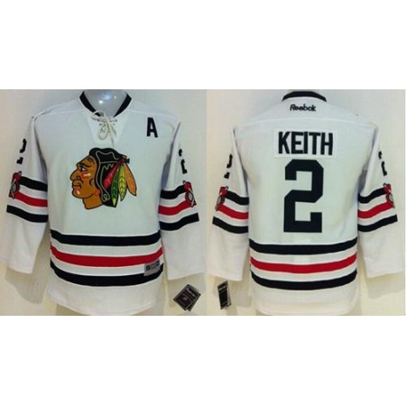Blackhawks #2 Duncan Keith White 2015 Winter Classic Stitched Youth NHL Jersey