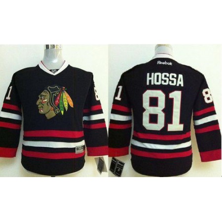 Blackhawks #81 Marian Hossa Stitched Black Youth NHL Jersey