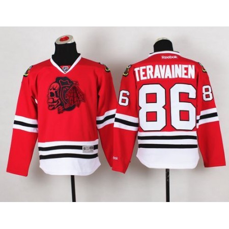 Blackhawks #86 Teuvo Teravainen Red(Red Skull) Stitched Youth NHL Jersey