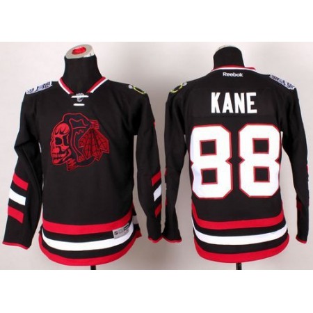 Blackhawks #88 Patrick Kane Black(Red Skull) 2014 Stadium Series Stitched Youth NHL Jersey