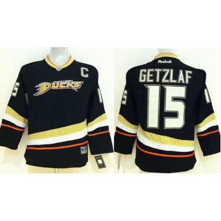 Ducks #15 Ryan Getzlaf Black Youth Stitched NHL Jersey