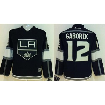 Kings #12 Marian Gaborik Black Home Stitched Youth NHL Jersey