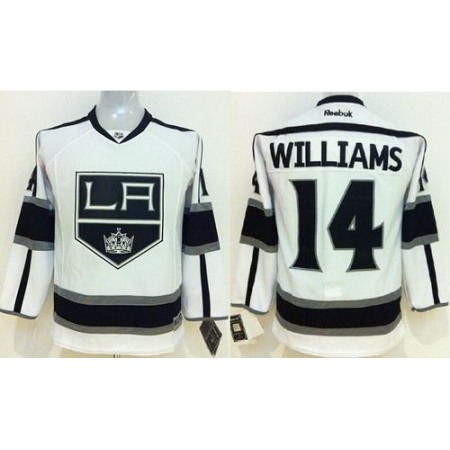 Kings #14 Justin Williams White Road Stitched Youth NHL Jersey