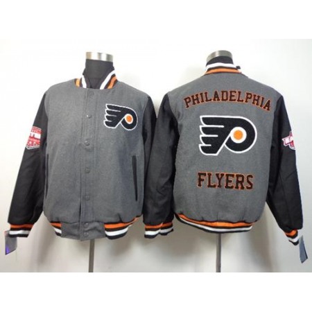 Philadelphia Flyers Blank Satin Button-Up Grey NHL Jacket