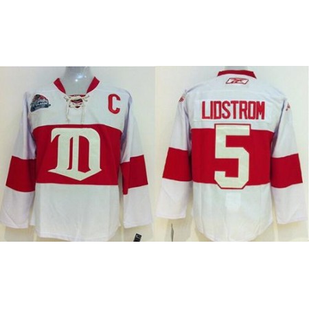 Red Wings #5 Nicklas Lidstrom White Winter Classic Stitched Youth NHL Jersey