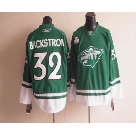 Wild St Patty's Day #32 Niklas Backstrom Green Youth Stitched NHL Jersey