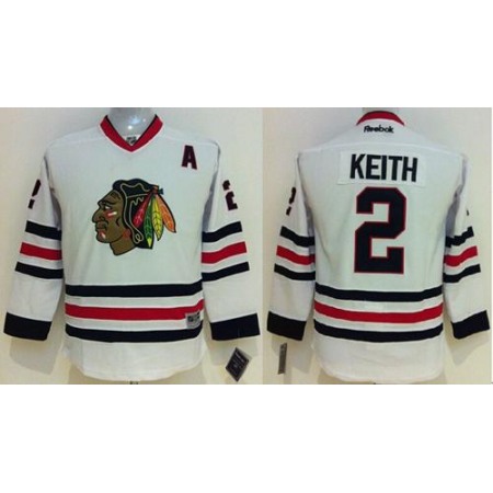 Blackhawks #2 Duncan Keith White Stitched youth NHL Jersey
