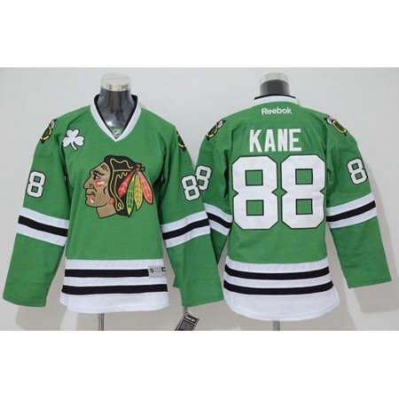Blackhawks #88 Patrick Kane Stitched Green youth NHL Jersey