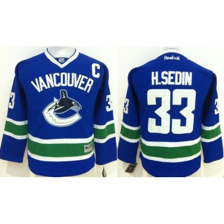 Canucks #33 Henrik Sedin Blue Youth Stitched NHL Jersey