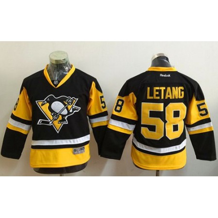 Penguins #58 Kris Letang Black Alternate Stitched Youth NHL Jersey