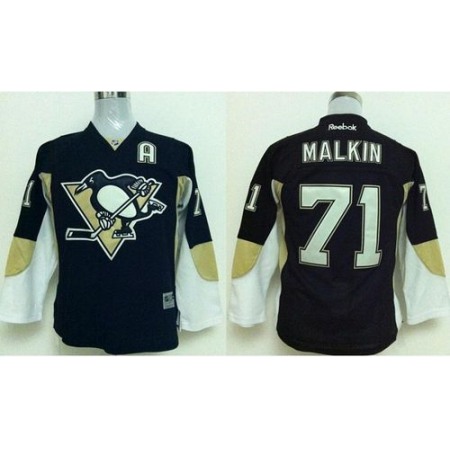 Penguins #71 Evgeni Malkin Stitched Black Youth NHL Jersey