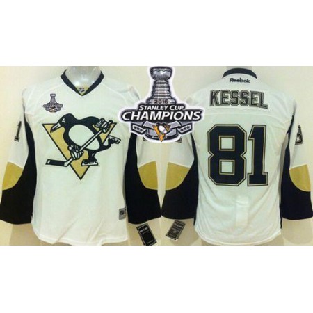 Penguins #81 Phil Kessel White 2016 Stanley Cup Champions Stitched Youth NHL Jersey