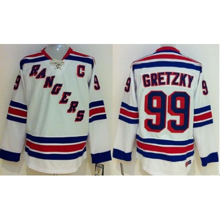 Rangers #99 Wayne Gretzky White CCM Throwback Stitched Youth NHL Jersey