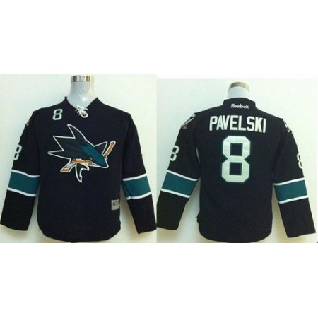 Sharks #8 Joe Pavelski Black Stitched Youth NHL Jersey