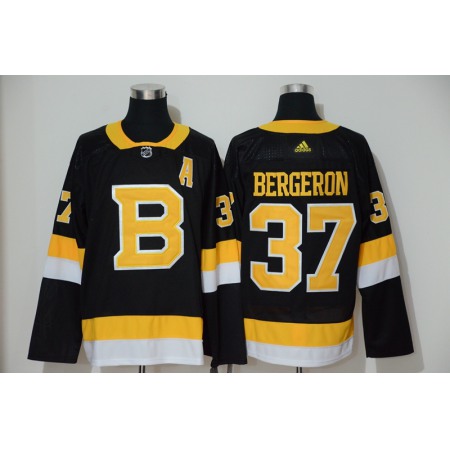 Men's Boston Bruins #37 Patrice Bergeron Black Alternate 2019 Stitched NHL Jersey