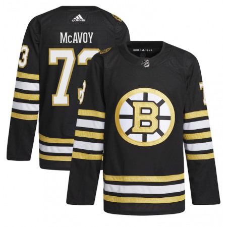 Men's Boston Bruins #73 Charlie McAvoy Black 100th Anniversary Stitched Jersey