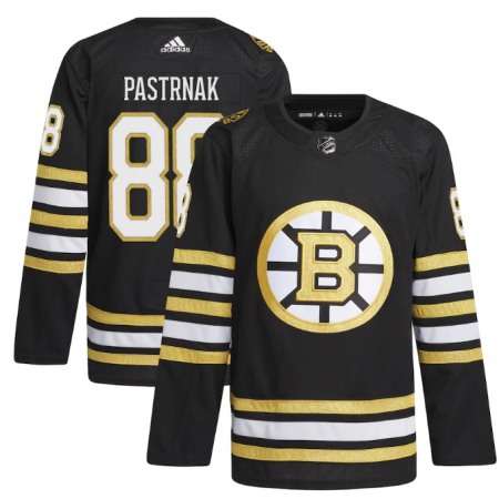 Men's Boston Bruins #88 David Pastrnak Black 100th Anniversary Stitched Jersey