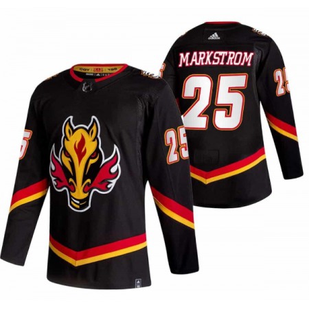 Men's Calgary Flames #25 Jacob Markstrom 2020-21 Black Reverse Retro Stitched Jersey