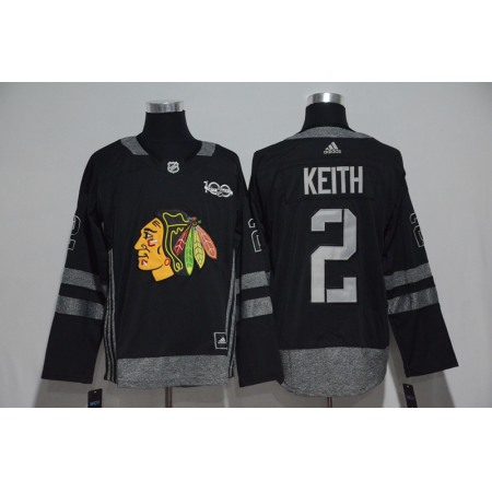 Chicago Blackhawks #2 Duncan Keith Black Men's 1917-2017 100th Anniversary Stitched NHL Jersey