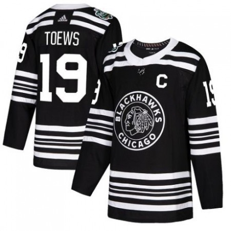 Men's Chicago Blackhawks #19 Jonathan Toew Black 2019 Winter Classic Stitched NHL Jersey