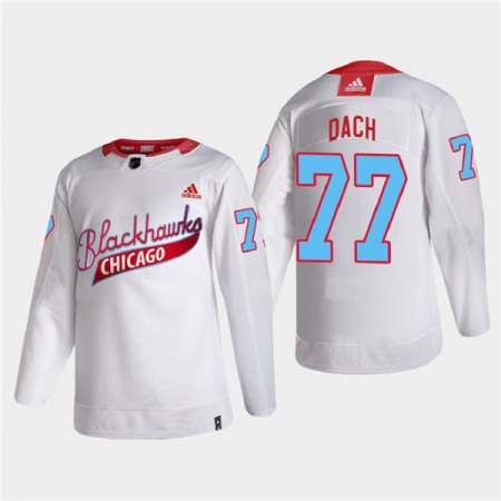 Men's Chicago Blackhawks #77 Kirby Dach 2022 Community Night White Stitched Jersey
