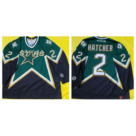 Men's Dallas Stars #2 Derian Hatcher Green Captain Stitched Jersey