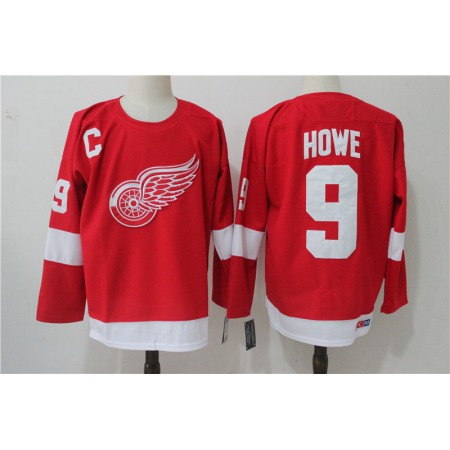 Men's Detroit Red Wings #9 Gordie Howe Red Throwback CCM Stitched NHL Jersey