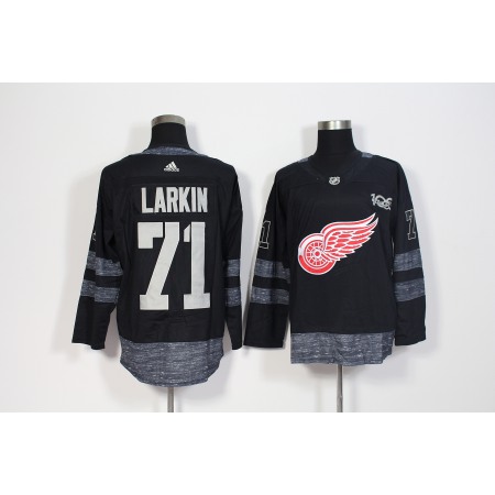 Men's Adidas Detroit Red Wings #71 Dylan Larkin Black 1917-2017 100th Anniversary Stitched NHL Jersey