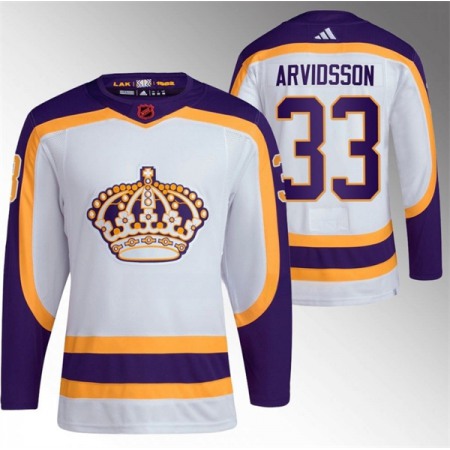 Men's Los Angeles Kings #33 Viktor Arvidsson White 2022 Reverse Retro Stitched Jersey